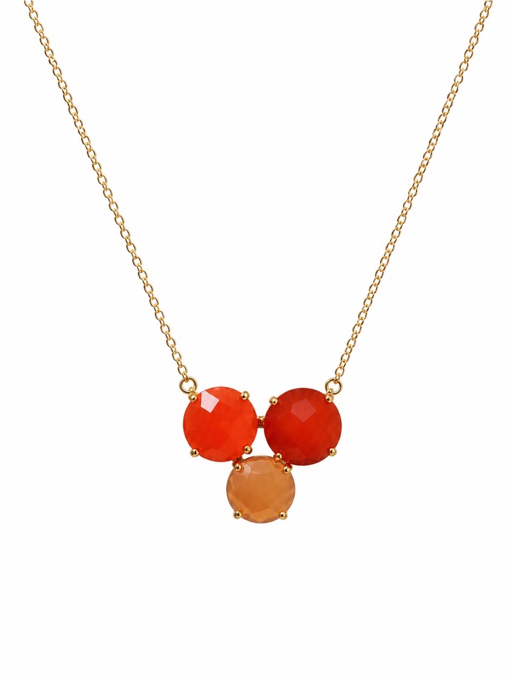 Kate Spade Gold-Tone Necklace with Three Orange, Coral, as Peach Faceted Stones